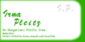 irma pleitz business card